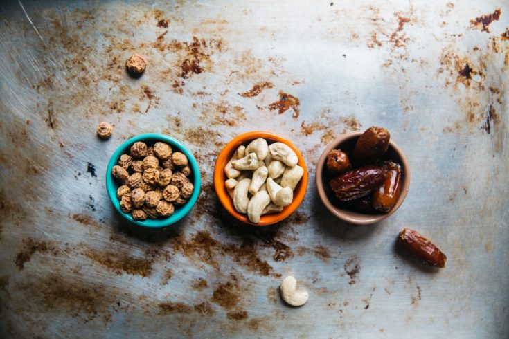 3 bowls of nuts for Almond Cow photo by rachael gorjestani- Felixinsideout